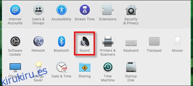 Haga clic en el icono Sonido en Preferencias del sistema en Mac