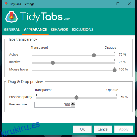 TidyTabs - Configuración
