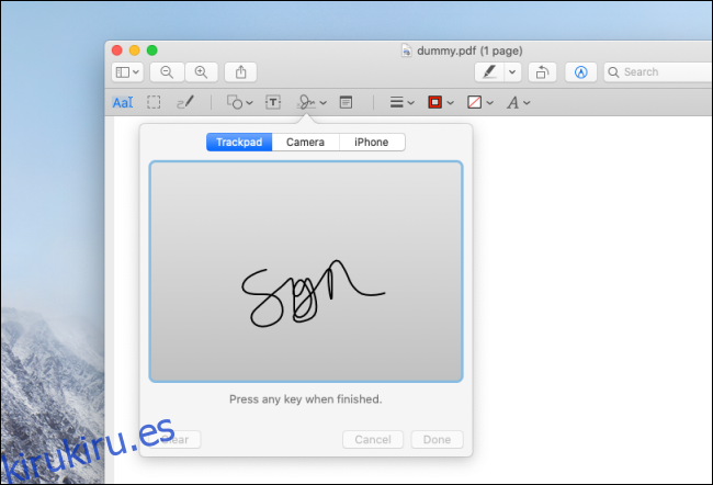 Firmar con trackpad en Mac
