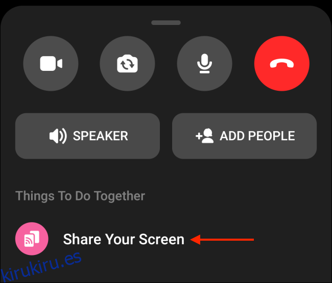 Toca Comparte tu pantalla en Messenger para Android