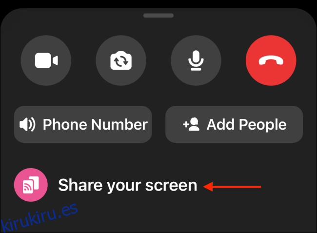 Toca Compartir tu pantalla en Messenger para iPhone