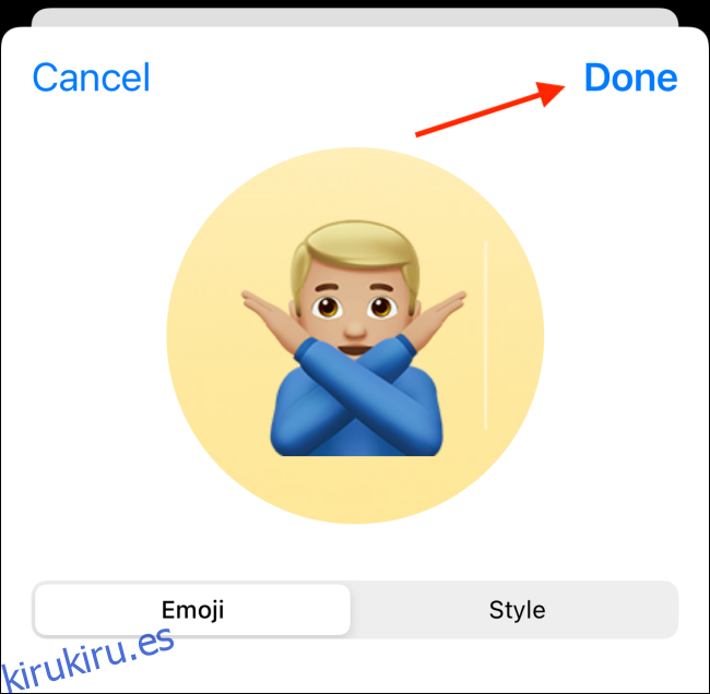 Toque Listo después de editar emoji
