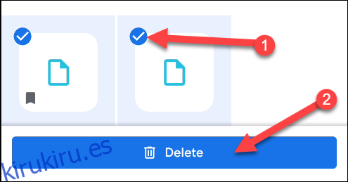 Seleccione los archivos que desea eliminar y luego toque 