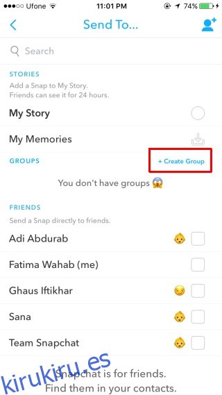 Cómo crear grupos en Snapchat