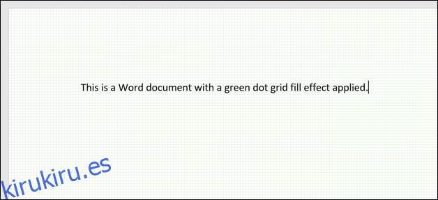 Un documento de Word con un fondo de cuadrícula de puntos en verde.