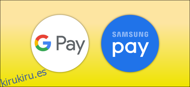 Los logotipos de Google Pay y Samsung Pay.