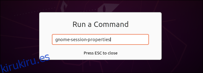 Ejecutar gnome-session-properties desde el cuadro de diálogo Ejecutar un comando.