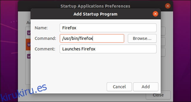 Agregar un programa de inicio personalizado en Ubuntu.