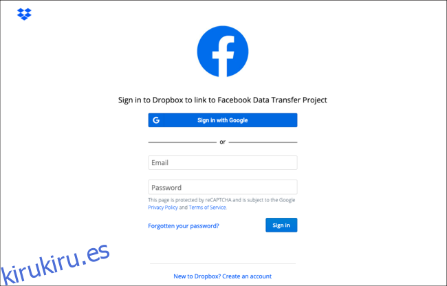 Vincular la cuenta de almacenamiento en la nube con Facebook