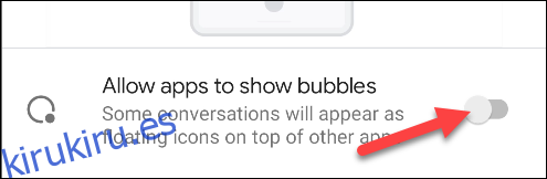 no permitir que las aplicaciones muestren burbujas