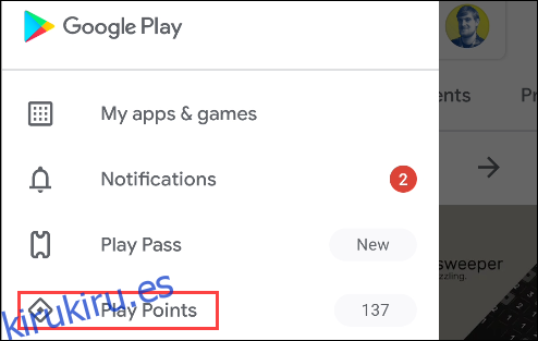 puntos de google play del menú