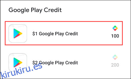 puntos de google play por crédito