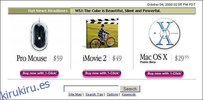 El CD de Mac OS X Public Beta en el sitio web de Apple en octubre de 2000.
