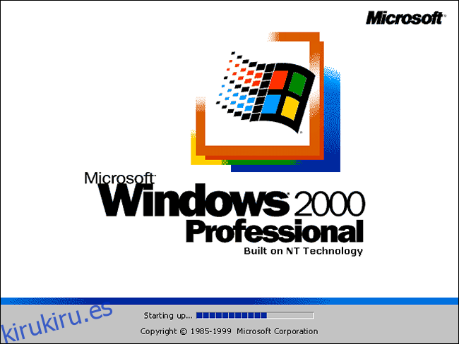 Pantalla de bienvenida de Windows 2000 Professional