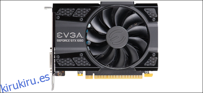 Una tarjeta gráfica EVGA Nvidia GeForce GTX 1050 compacta.