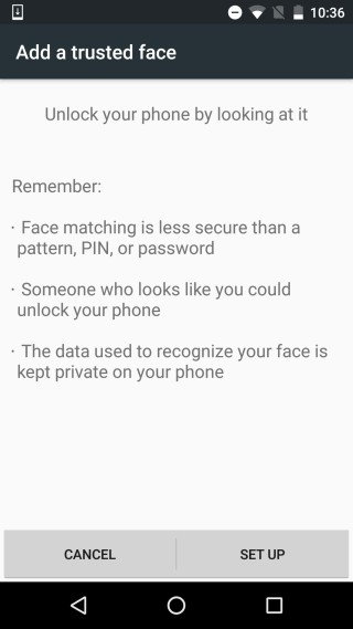 cara de confianza de Android