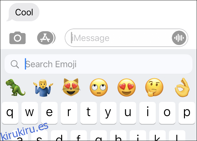 El nuevo cuadro de búsqueda en el selector de emoji en iOS 14.