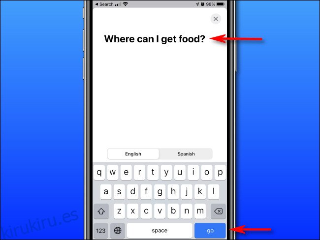 En Apple Translate en iPhone, ingrese el texto que desea traducir usando el teclado en pantalla, luego toque 
