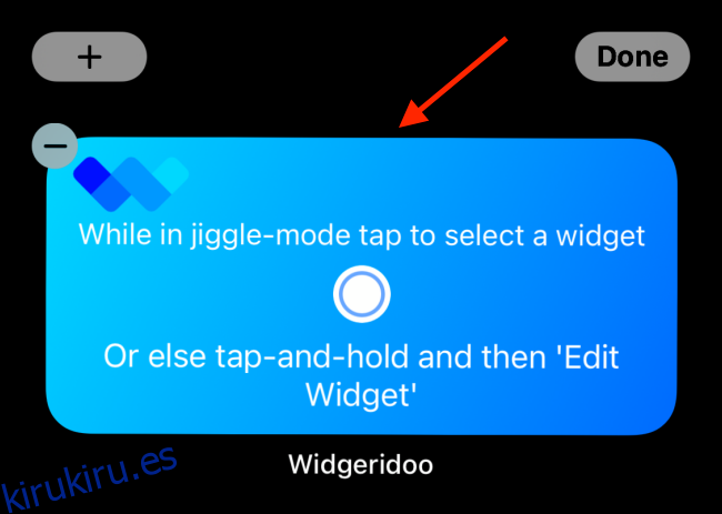 Toque el widget Widgeridoo después de agregarlo