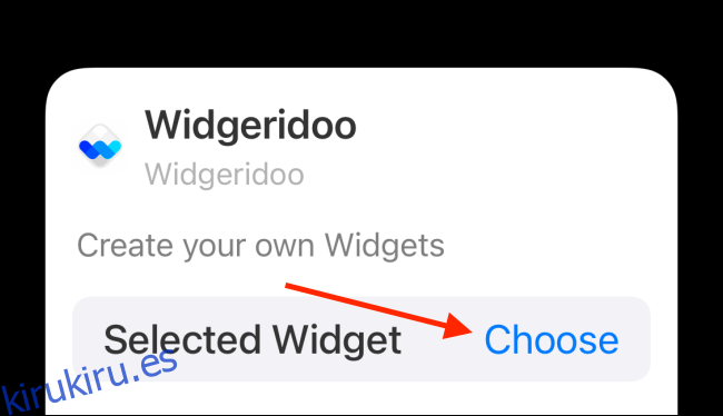 Toque el botón Elegir de las opciones del widget