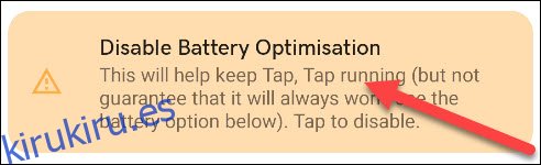 desactivar el banner de optimizaciones de batería