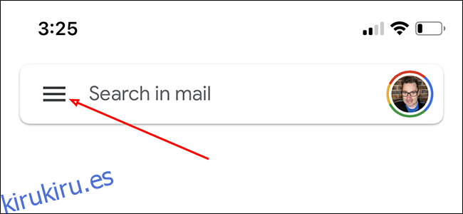 Toque el botón de menú en Gmail