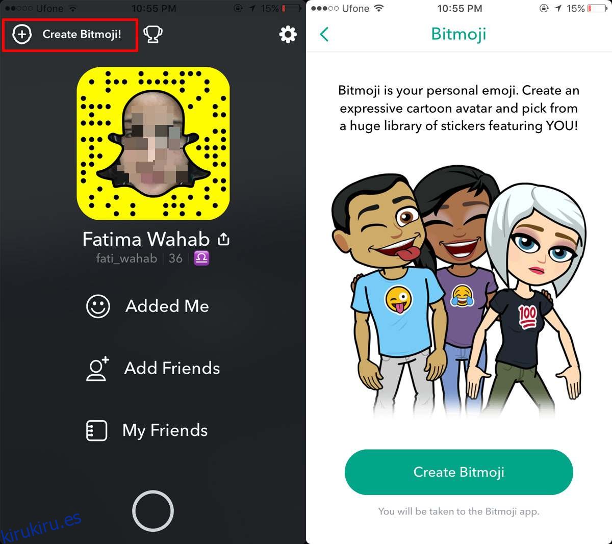 Cómo crear e importar un avatar de Bitmoji en Snapchat