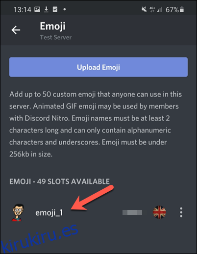 Toque su emoji personalizado en el 
