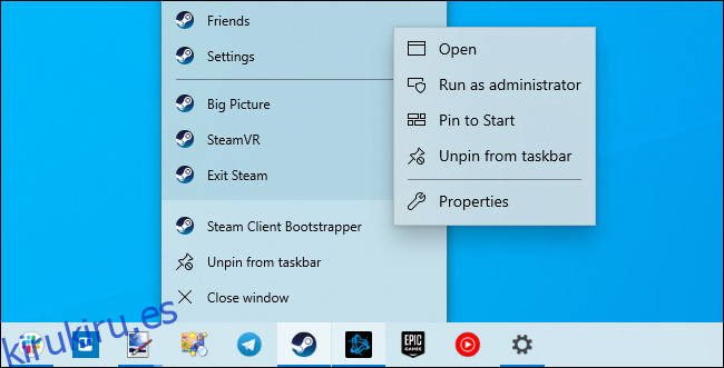 Abra la ventana Propiedades del acceso directo de Steam