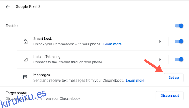 Configurar mensajes de Android en Chromebook