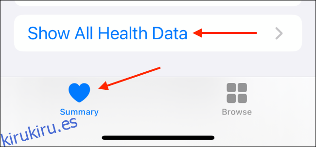 Toca Mostrar todos los datos de salud