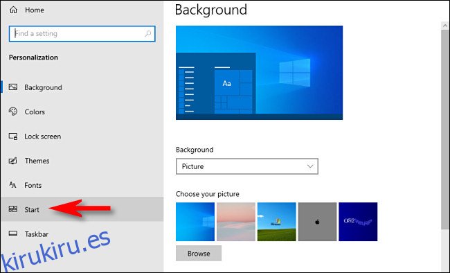 En la configuración de Windows 10, haga clic en 