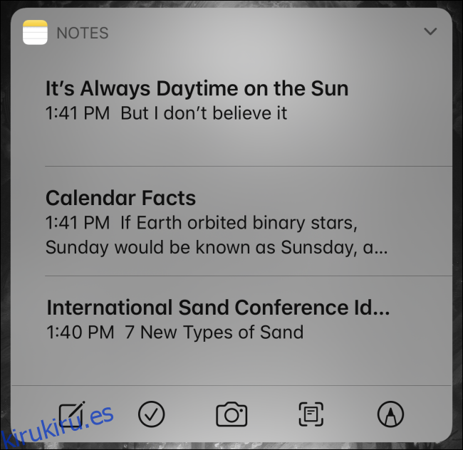 Usar el widget de notas en iPhone