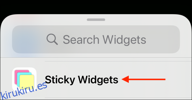 Toque Sticky Widgets de la lista de widgets