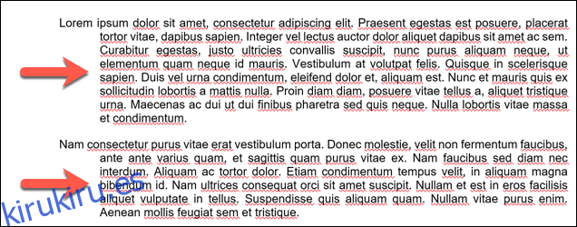 Un ejemplo de sangría francesa aplicada a varios párrafos en un documento de Microsoft Word