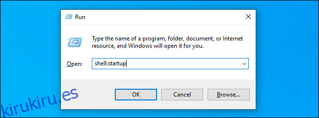 Abriendo la carpeta de Inicio en Windows 10.