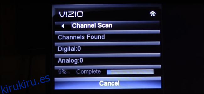 Búsqueda de canales en un televisor VIZIO serie E