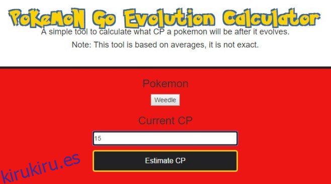 calculadora de evolución pokemon