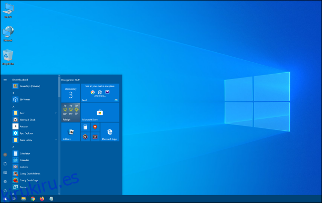 El menú Inicio de Windows 10