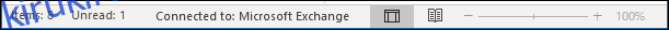 La barra de estado predeterminada de Outlook.