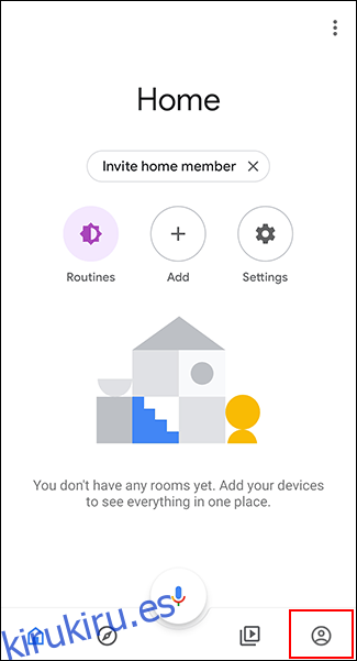 Toque la pestaña Cuentas en la aplicación Google Home. 