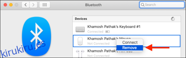 Eliminar dispositivo Bluetooth de Mac