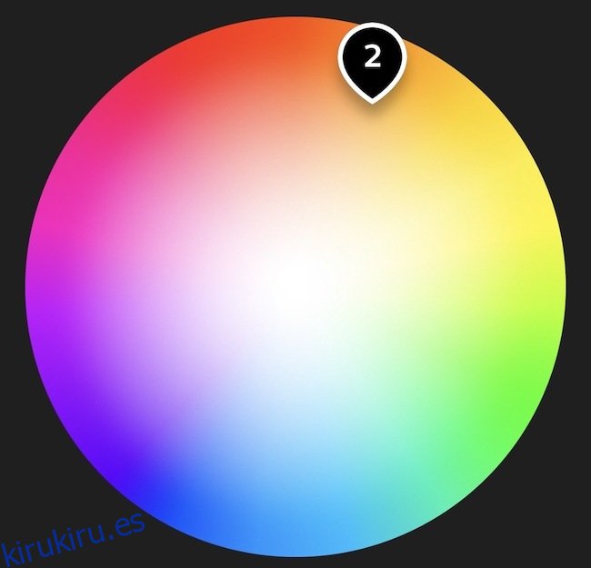 La rueda de colores en la aplicación Philips Hue.