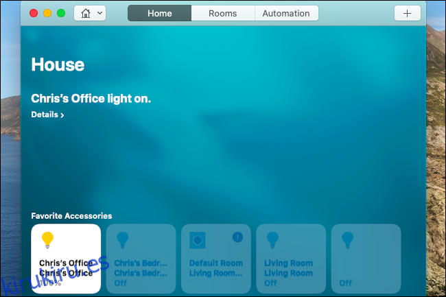 Controlar las luces Hue en la aplicación Home en una Mac.