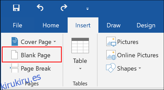 Haga clic en Insertar> Página en blanco en Microsoft Word para insertar una nueva página en blanco en su documento ”width =” 640 ″ height = ”352 ″ onload =” pagespeed.lazyLoadImages.loadIfVisibleAndMaybeBeacon (this); ”  onerror = ”this.onerror = null; pagespeed.lazyLoadImages.loadIfVisibleAndMaybeBeacon (this);”> </p>
<p> Si está buscando dividir un documento existente, puede insertar un salto de página en su lugar.  Esto empujará cualquier contenido debajo del salto a una nueva página. </p>
<p> Para hacer eso, coloque el cursor de su documento en la posición para crear el salto.  En la pestaña «Insertar», haga clic en el botón «Salto de página». </p>
<p> Si está oculto, haga clic en el botón dentro de la sección «Páginas» para encontrarlo. </p>
<p> <img clase =