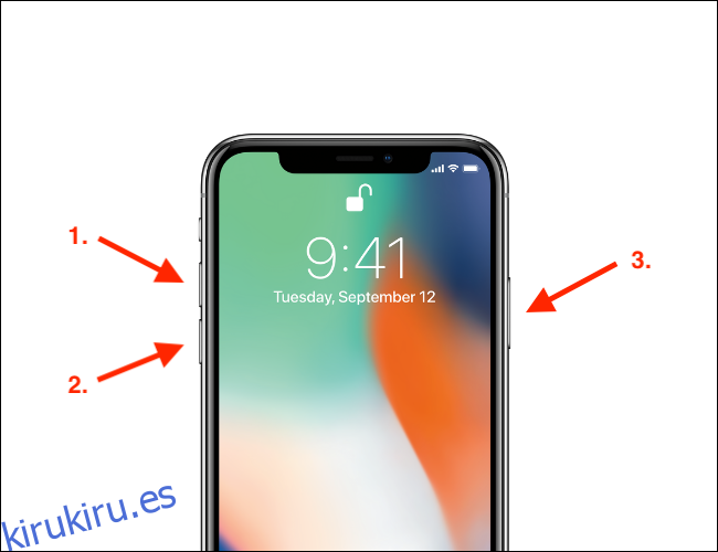 Cómo forzar el reinicio del dispositivo estilo iPhone X con notch y barra de inicio