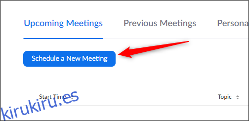 Botón Programar una nueva reunión