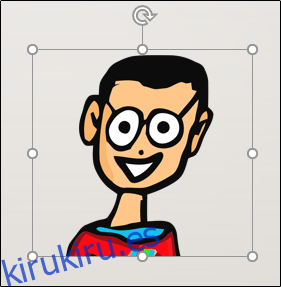 Una imagen seleccionada de un hombre de dibujos animados en PowerPoint.