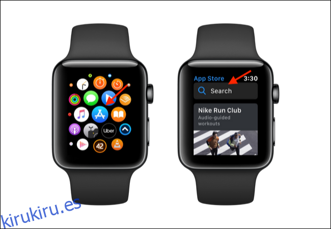 Abra la App Store en Apple Watch y toque Buscar