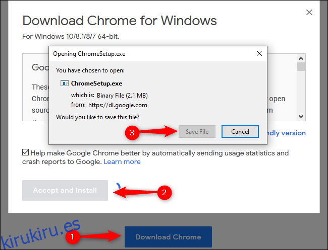 Windows 10 descargando Chrome